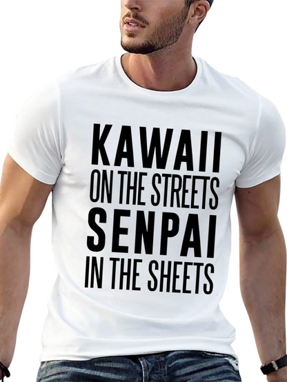 Camiseta Negra con Texto Kawaii y Senpai