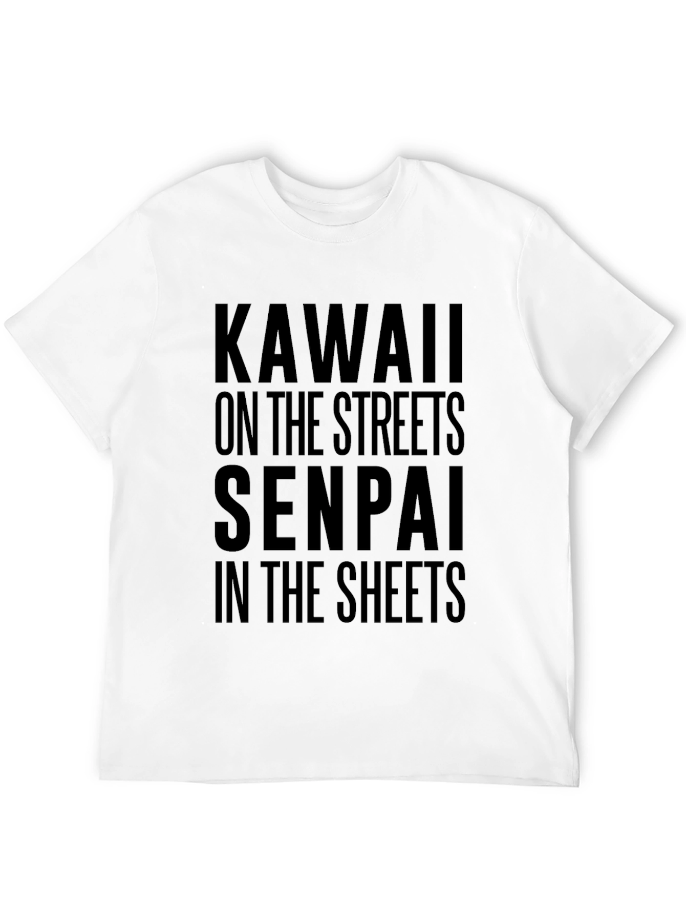 Camiseta Negra con Texto Kawaii y Senpai