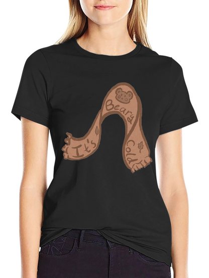 Camiseta Negra con Diseño Beary Cold Divertida
