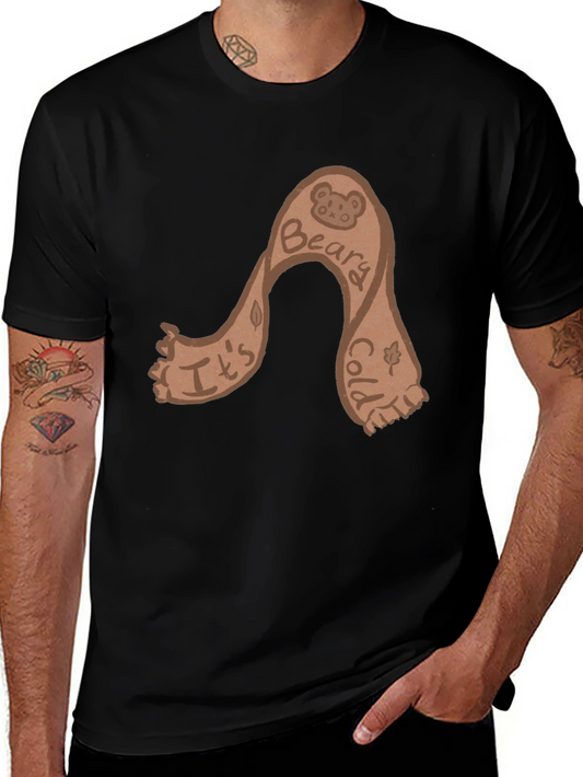Camiseta Negra con Diseño Beary Cold Divertida