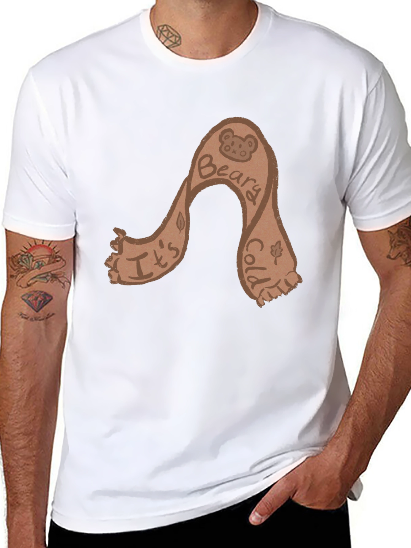 Camiseta Negra con Diseño Beary Cold Divertida