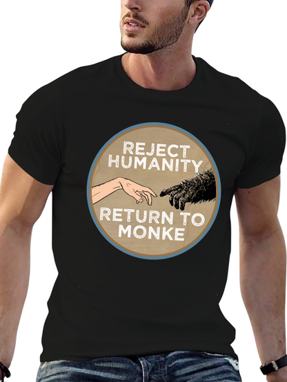 Camiseta Negra: Rechaza la Humanidad Regresa al Monke