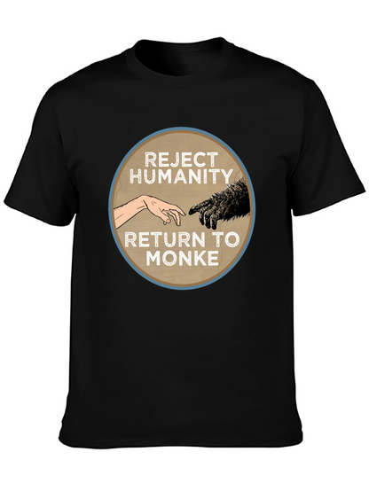 Camiseta Negra: Rechaza la Humanidad Regresa al Monke