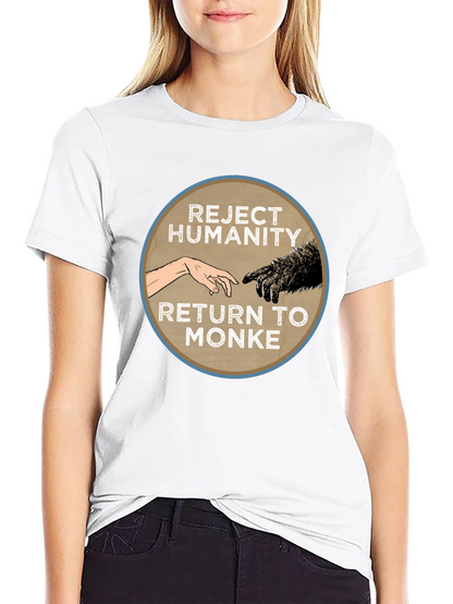 Camiseta Negra: Rechaza la Humanidad Regresa al Monke