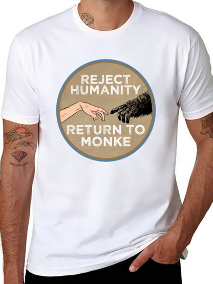 Camiseta Negra: Rechaza la Humanidad Regresa al Monke