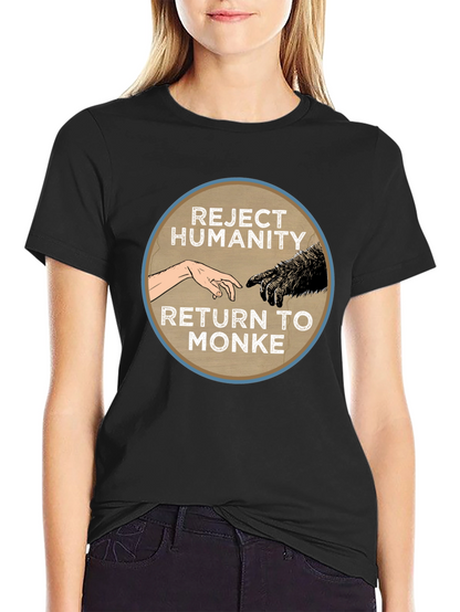 Camiseta Negra: Rechaza la Humanidad Regresa al Monke