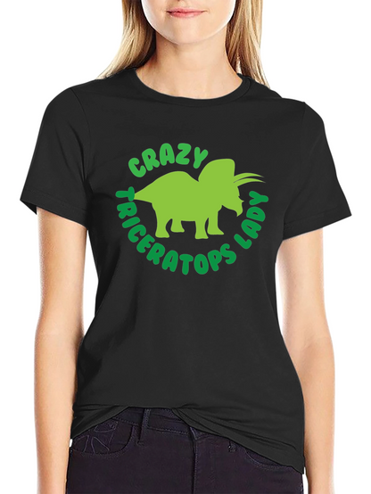 Camiseta Hombre Negra Diseño Triceratops Divertido