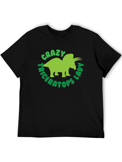 Camiseta Hombre Negra Diseño Triceratops Divertido