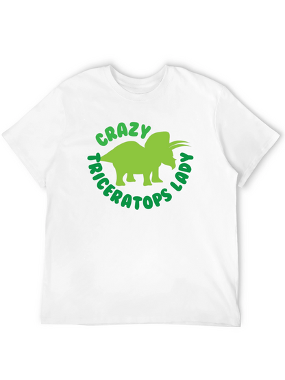Camiseta Hombre Negra Diseño Triceratops Divertido