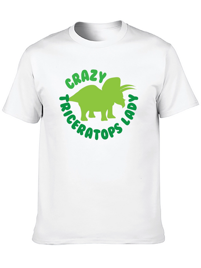 Camiseta Hombre Negra Diseño Triceratops Divertido