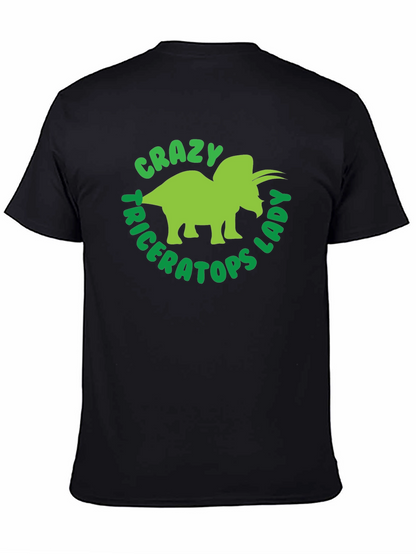 Camiseta Hombre Negra Diseño Triceratops Divertido