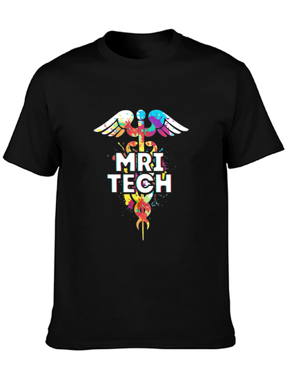 Camiseta Negra con Diseño MRI Tech Acuarela