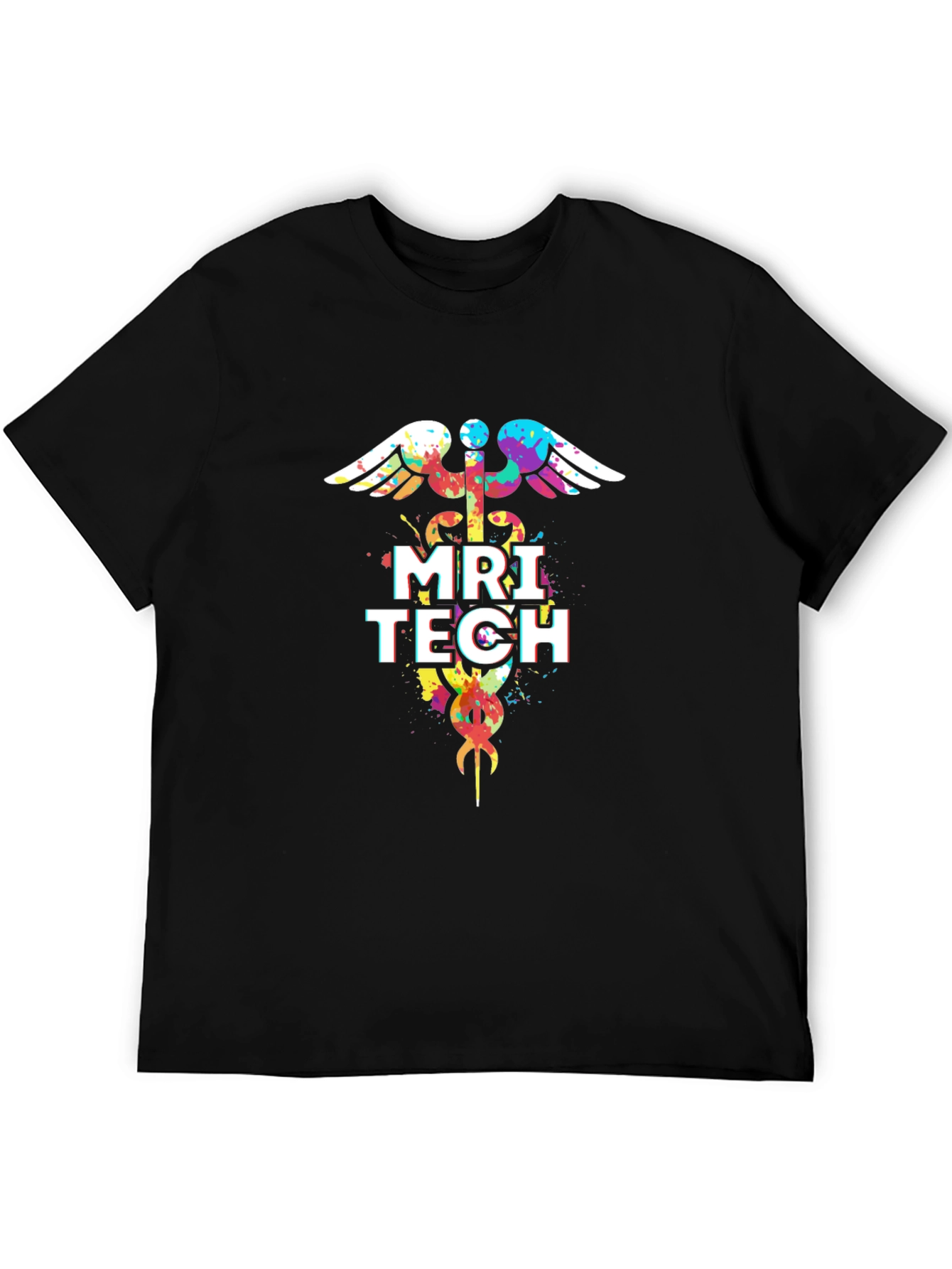 Camiseta Negra con Diseño MRI Tech Acuarela