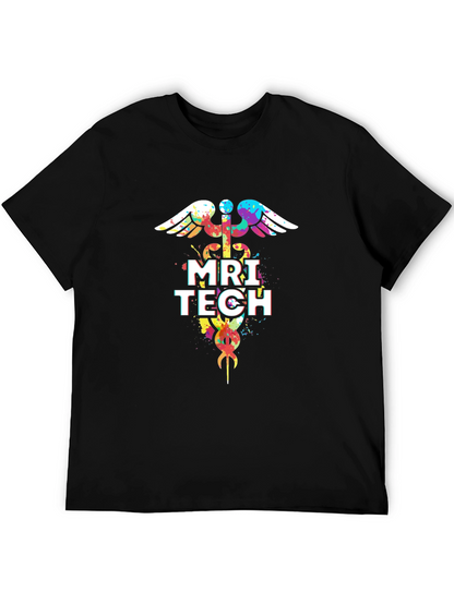 Camiseta Negra con Diseño MRI Tech Acuarela