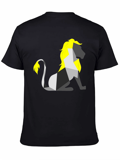 Camiseta Negra con León Geométrico