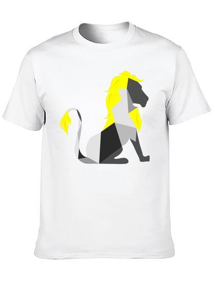 Camiseta Negra con León Geométrico