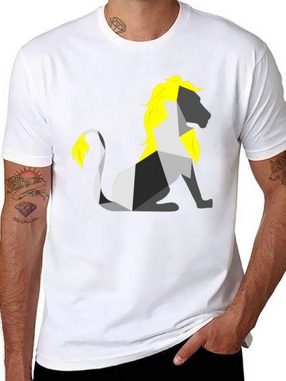 Camiseta Negra con León Geométrico