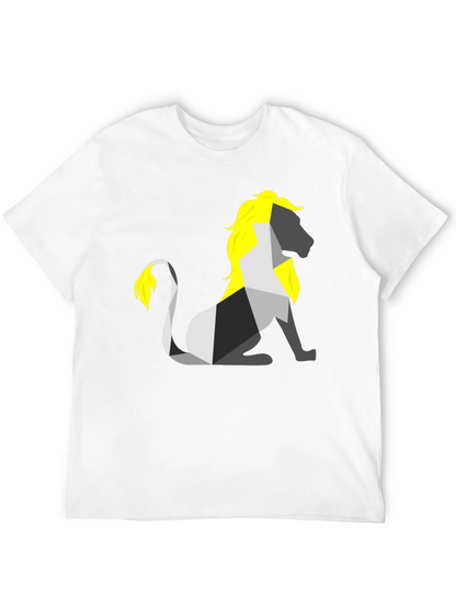 Camiseta Negra con León Geométrico