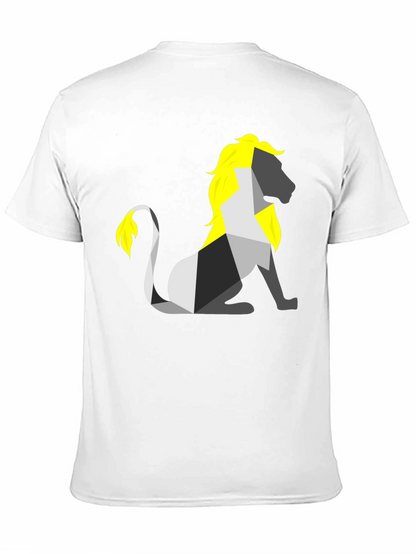 Camiseta Negra con León Geométrico