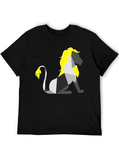 Camiseta Negra con León Geométrico