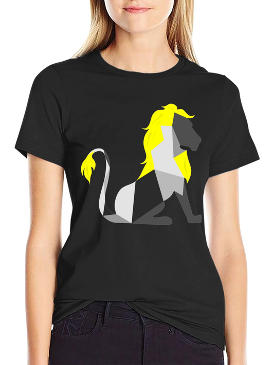 Camiseta Negra con León Geométrico