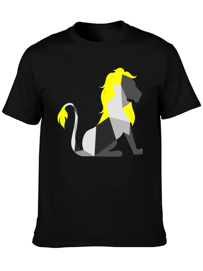 Camiseta Negra con León Geométrico
