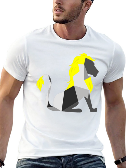 Camiseta Negra con León Geométrico
