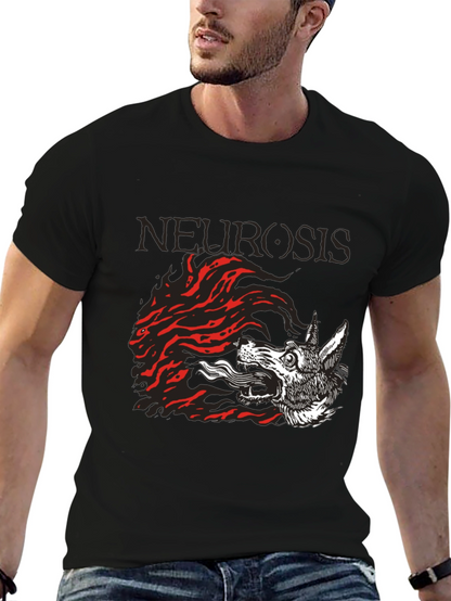 Camiseta Negra Neurosis Lobo Fuego Unisex