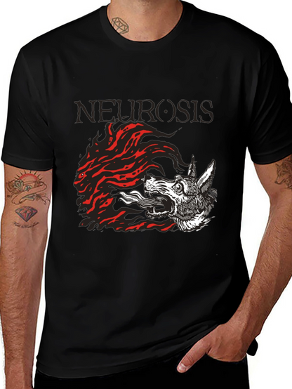 Camiseta Negra Neurosis Lobo Fuego Unisex