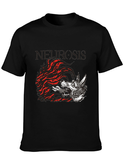 Camiseta Negra Neurosis Lobo Fuego Unisex