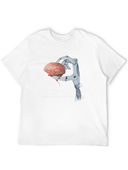 Camiseta Negra: Cerebro en Mano Robótica - Trabajo