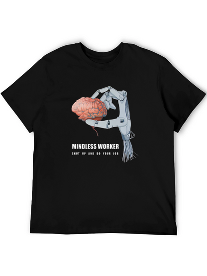 Camiseta Negra: Cerebro en Mano Robótica - Trabajo