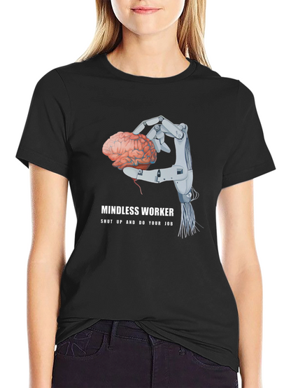 Camiseta Negra: Cerebro en Mano Robótica - Trabajo
