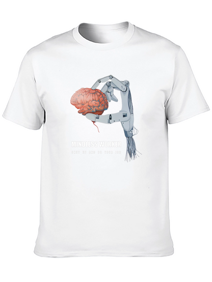 Camiseta Negra: Cerebro en Mano Robótica - Trabajo