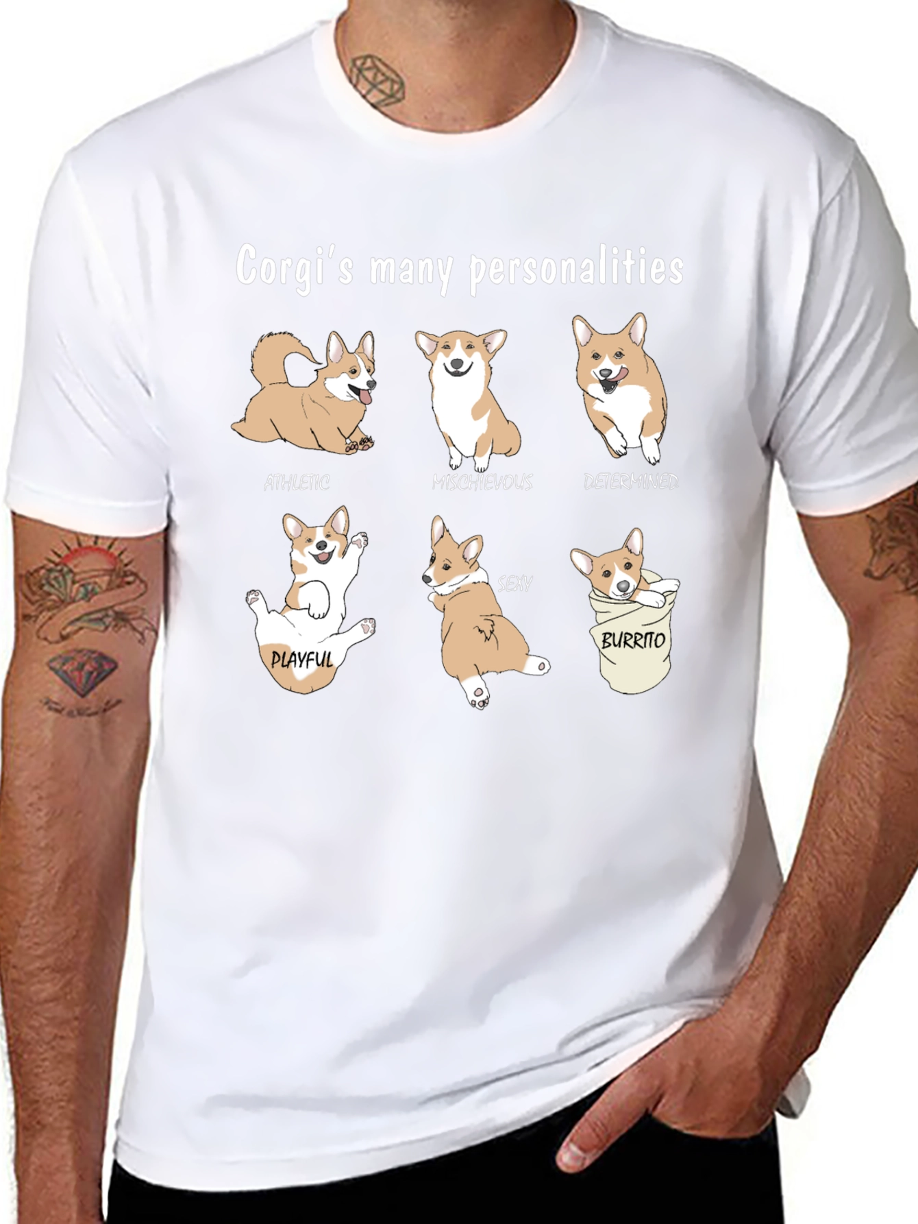 Camiseta Negra Corgis Many Personalities
