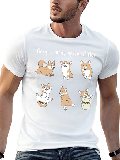 Camiseta Negra Corgis Many Personalities