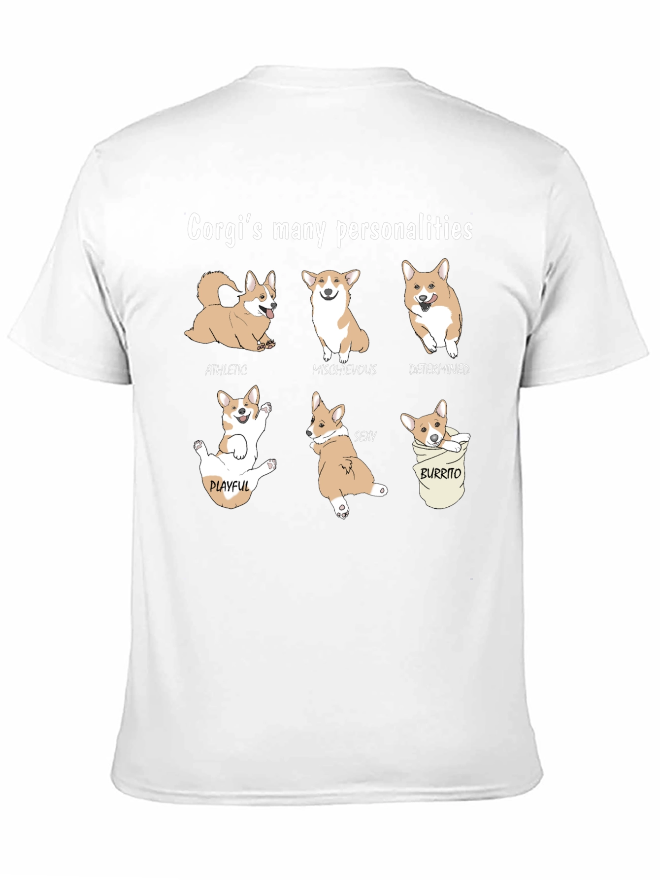 Camiseta Negra Corgis Many Personalities