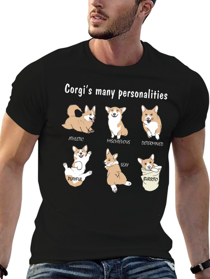 Camiseta Negra Corgis Many Personalities