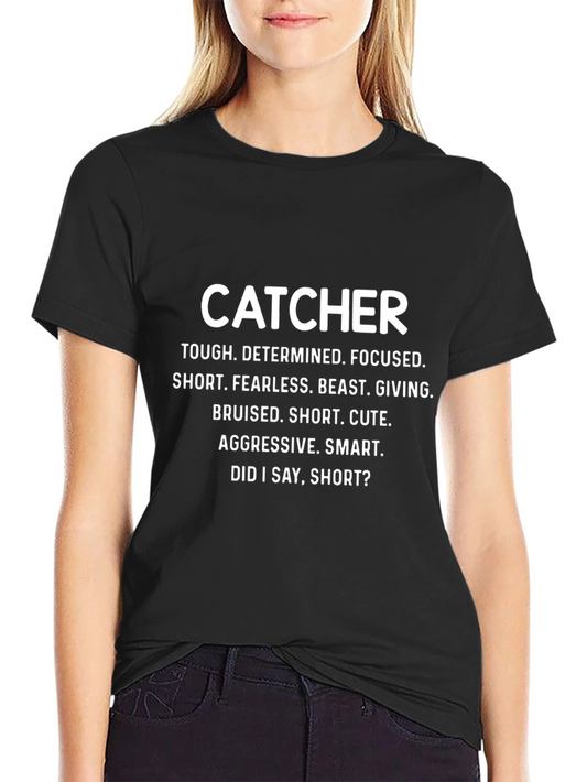 Camiseta Negra Catcher: Dura Decidida y ¡Corta!