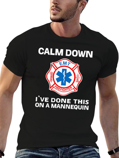 Camiseta EMT Bombero: Calm Down Maniquí