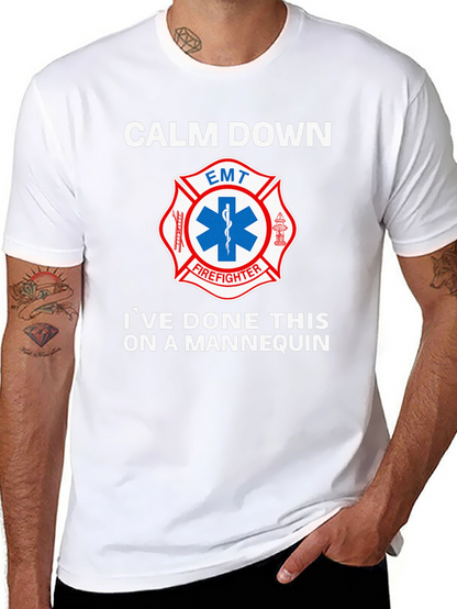 Camiseta EMT Bombero: Calm Down Maniquí