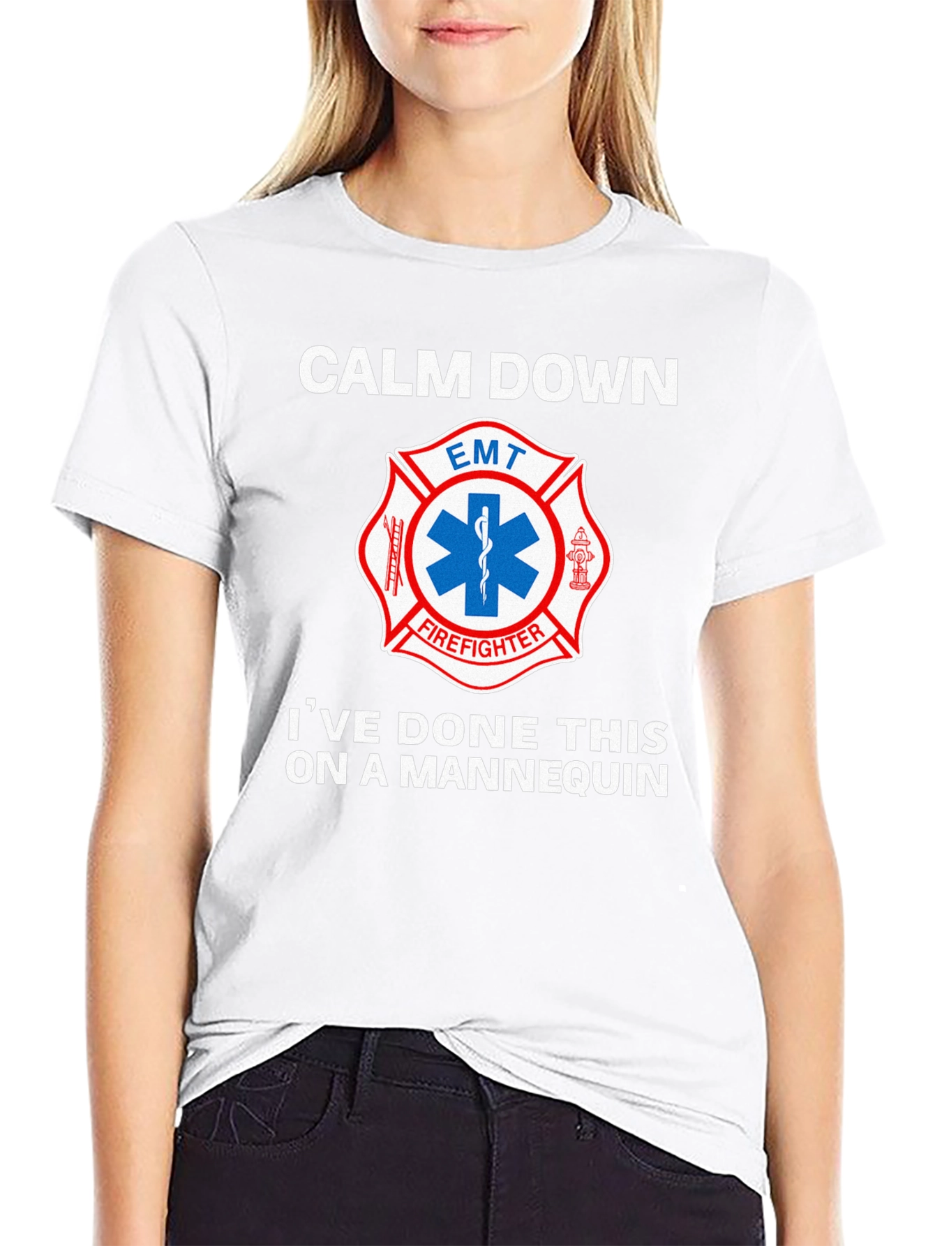 Camiseta EMT Bombero: Calm Down Maniquí