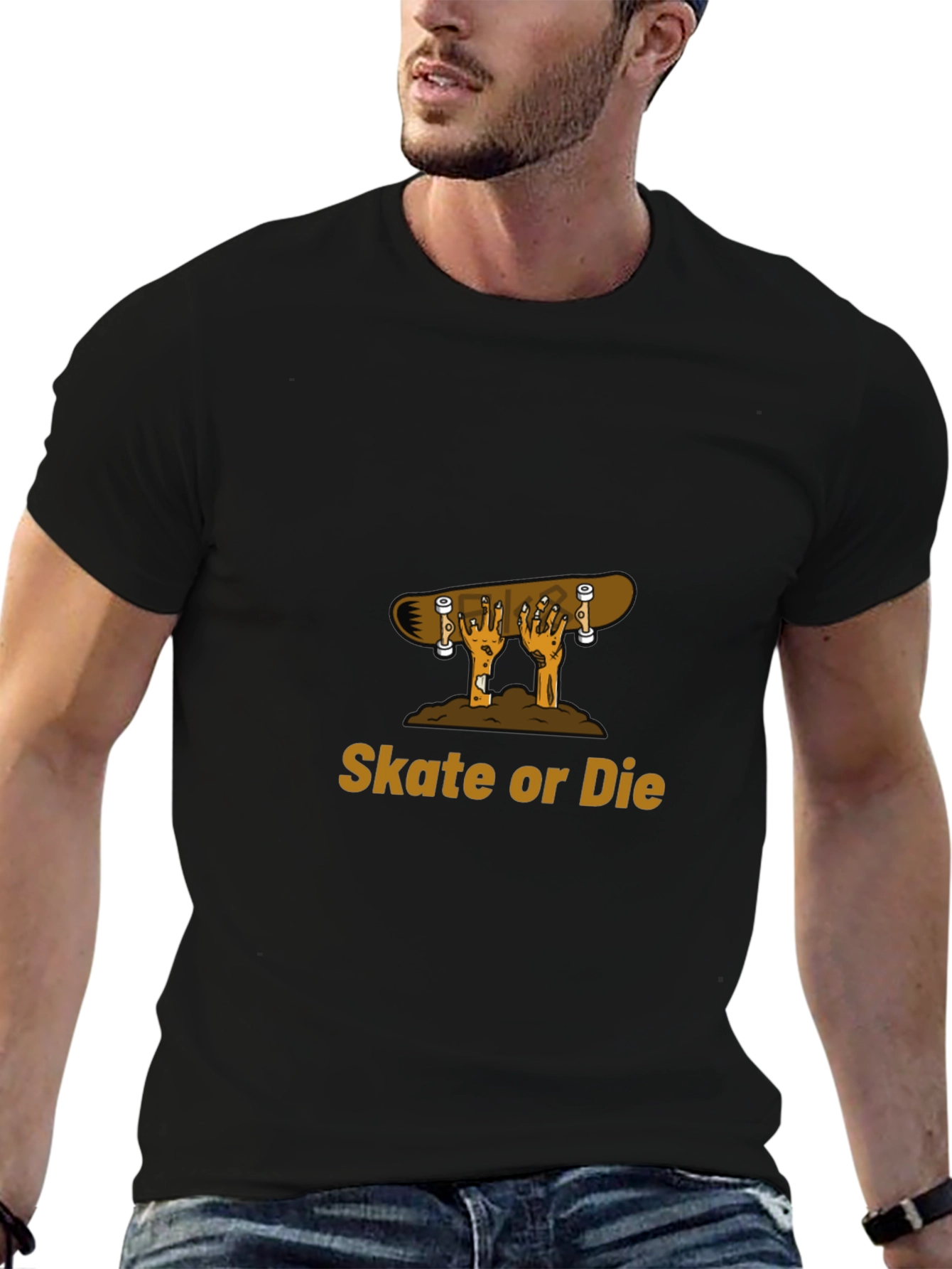 Camiseta Negra con Diseño de Skate o Muerte
