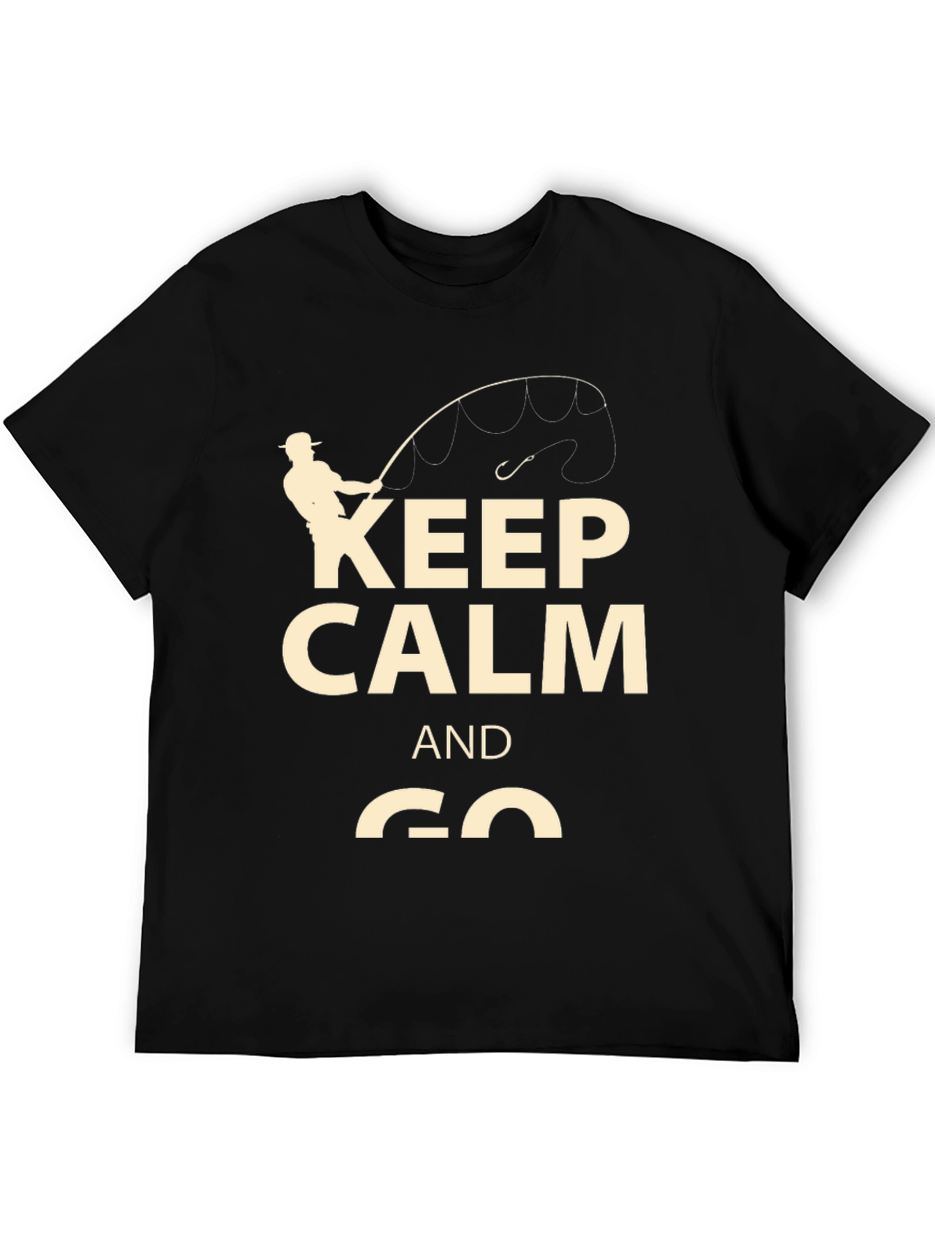 Camiseta Negra: Mantén la Calma y Ve a Pescar