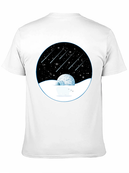 Camiseta Negra con Diseño de Invierno Estrellado