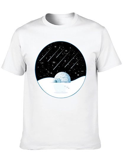 Camiseta Negra con Diseño de Invierno Estrellado