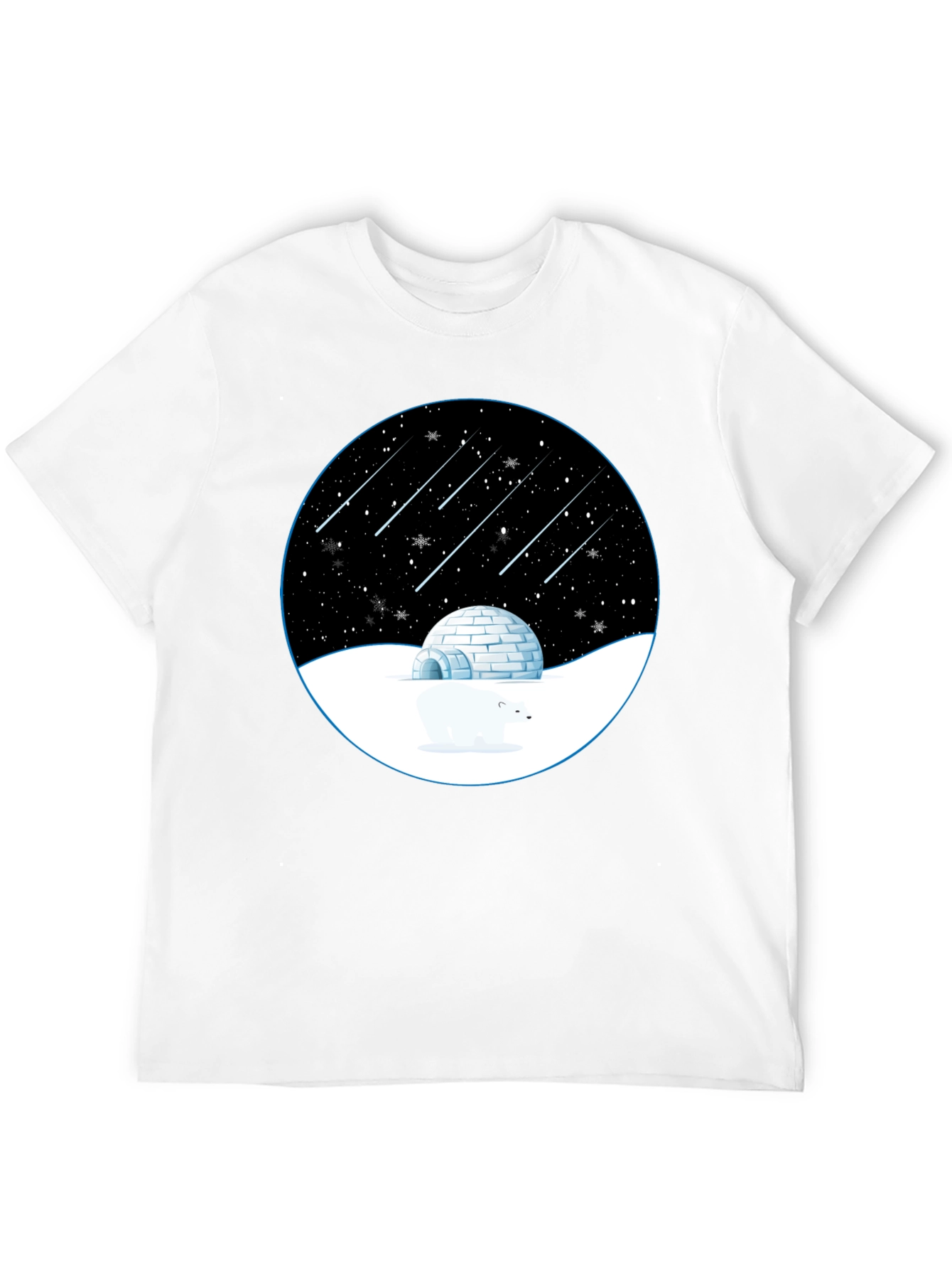 Camiseta Negra con Diseño de Invierno Estrellado