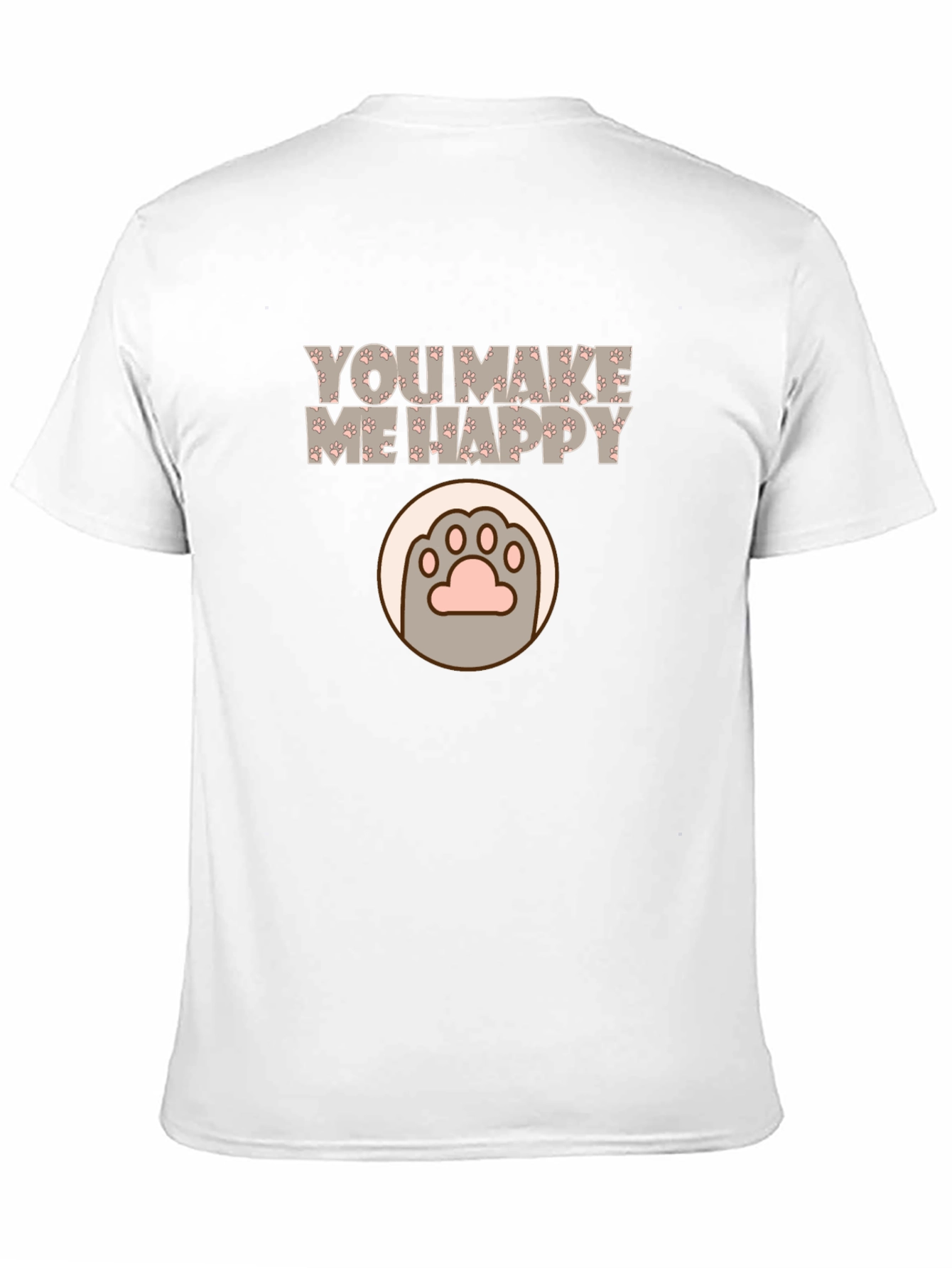 Camiseta Negra con Diseño de Pata de Gato Feliz