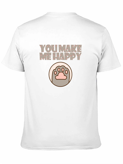 Camiseta Negra con Diseño de Pata de Gato Feliz