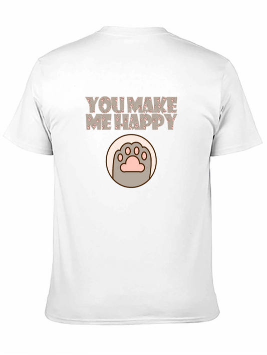 Camiseta Negra con Diseño de Pata de Gato Feliz